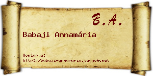 Babaji Annamária névjegykártya
